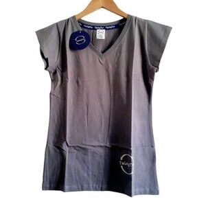 Twisty Tee V-Neck Women's Gray Short sleeve NWT Tee Cotton Blend